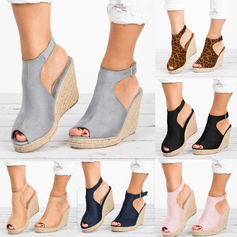 Espadrille Wedge Shoes - صنادل بكعب للنساء صيف 2025 أحذية