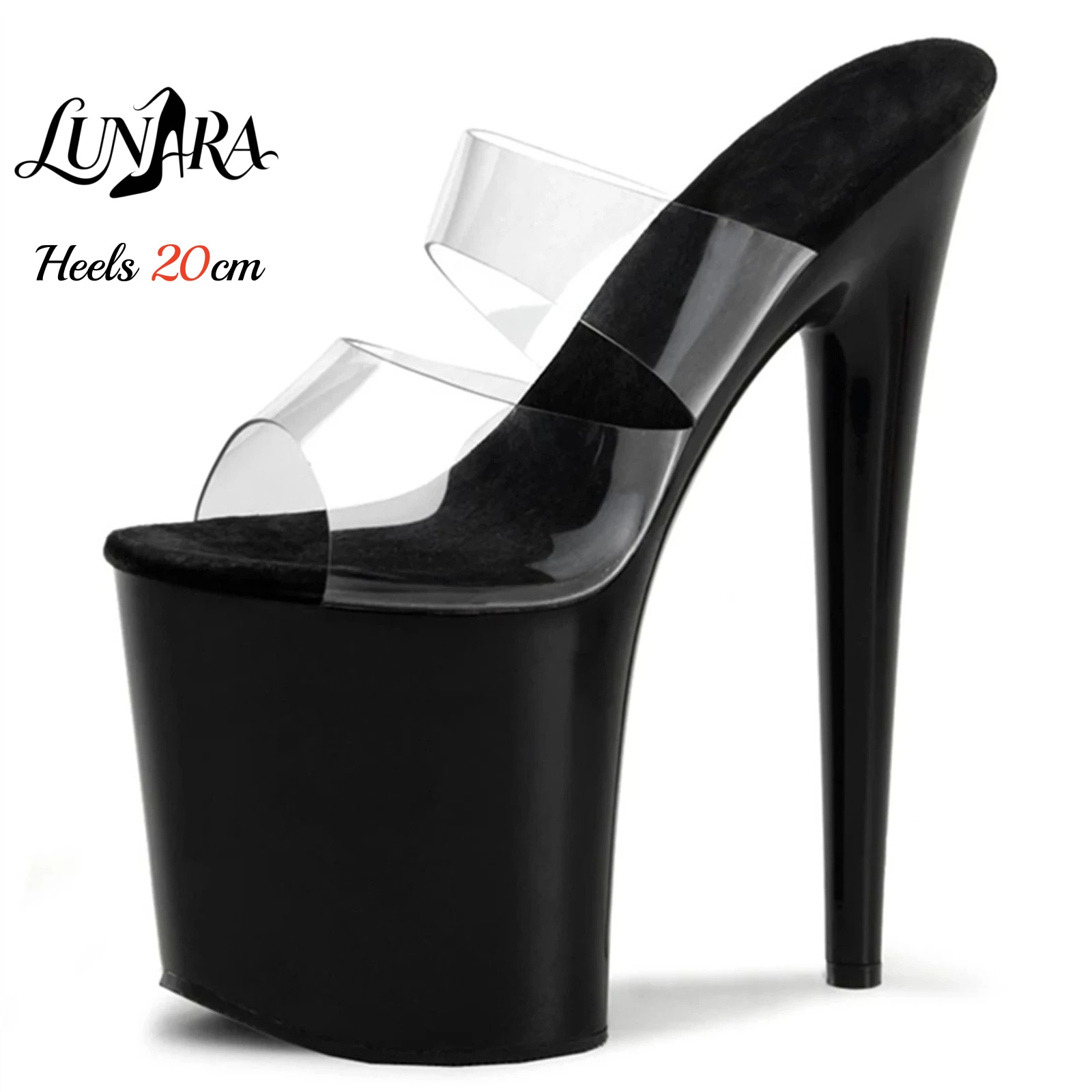 Clear Strap Heel - صنادل بكعب عالٍ للغاية 20 سم