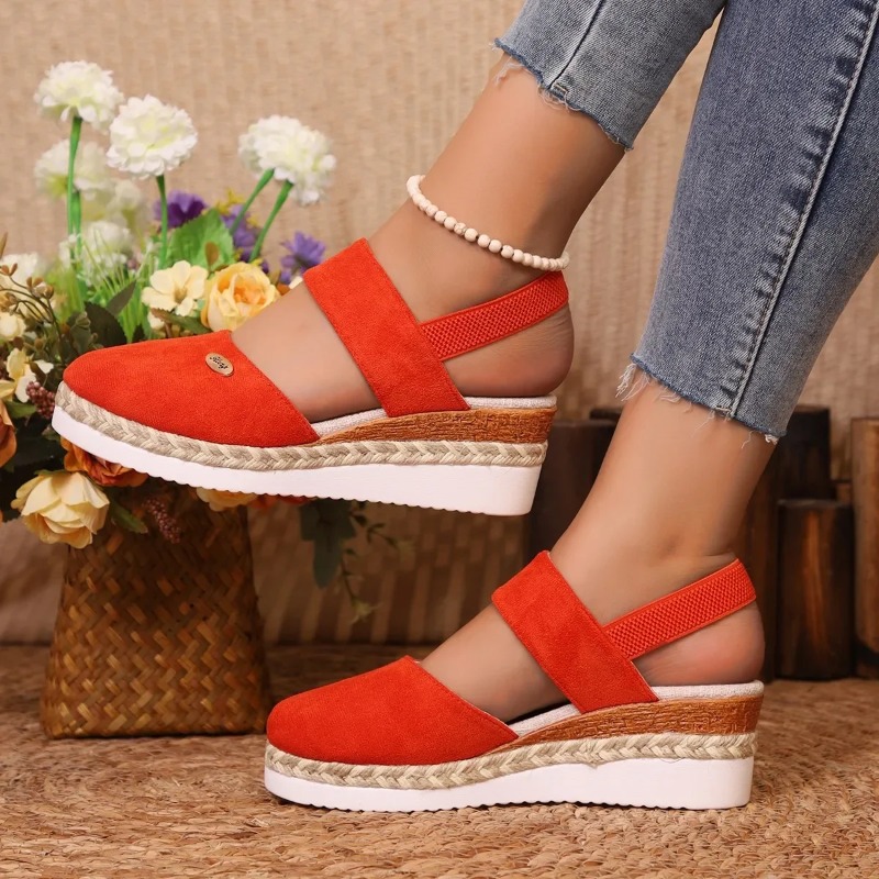 Espadrille Wedge Shoes - صنادل نسائية بكعب ويدج مغلقة من