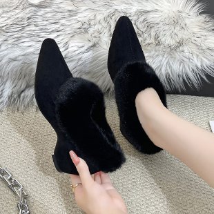 Women'S Shoes For Fall - أحذية قطنية مبطنة بالفرو ذات مقدمة