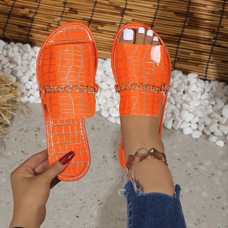 شباشب نسائية ذهبية لامعة صنادل - مراجعة Gold Chain Sandal وسعره