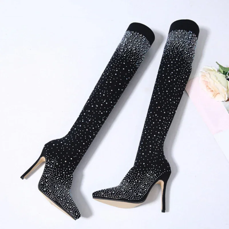 أحذية مثيرة فوق الركبة للنساء  - مراجعة Sock Boot Women وسعره