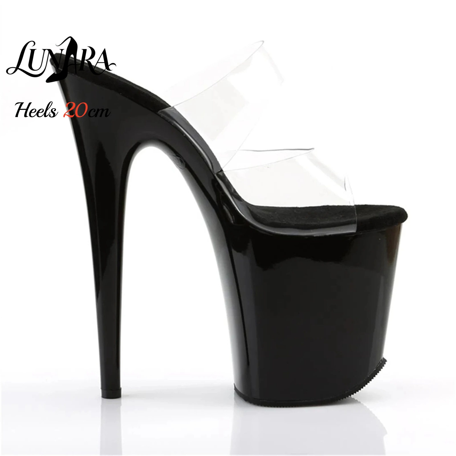 صنادل بكعب عالٍ للغاية 20 سم م - مراجعة Clear Strap Heel وسعره