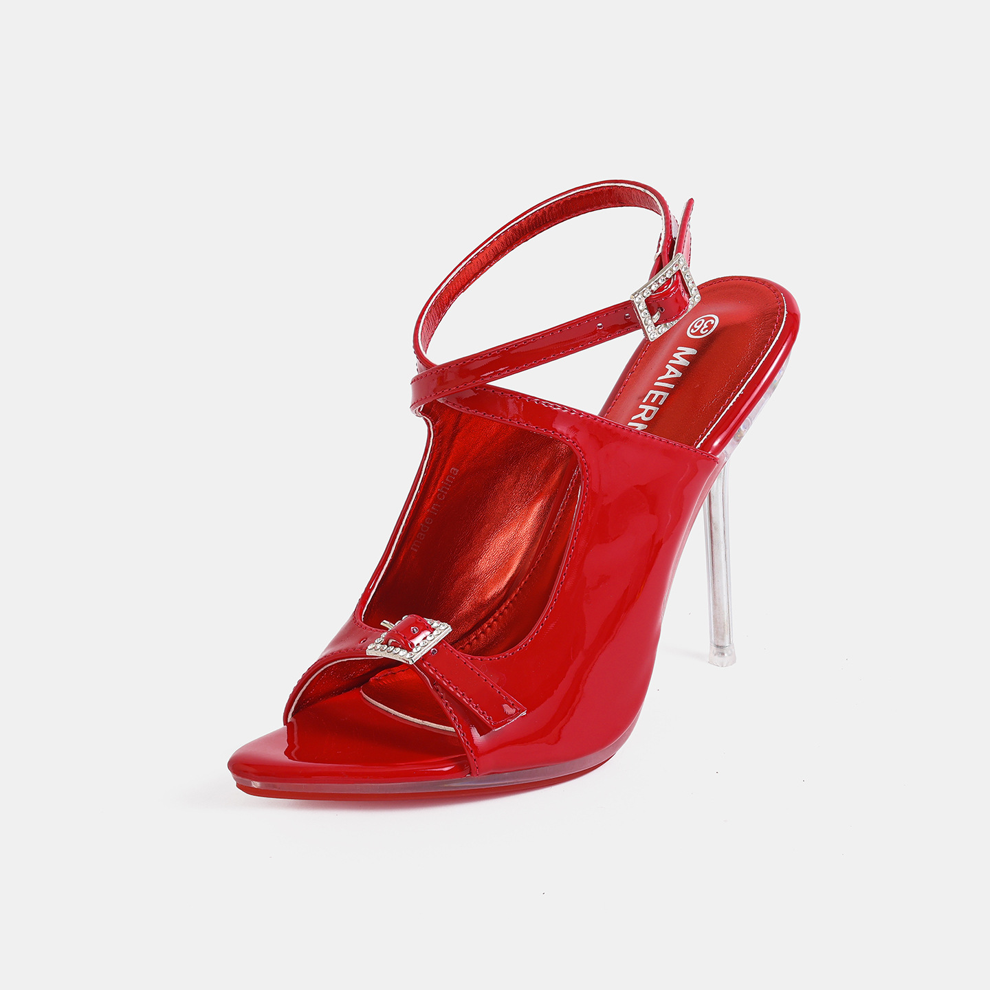 صندل نسائي أنيق بحزام مشبك وكع - مراجعة Clear Strap Heel وسعره