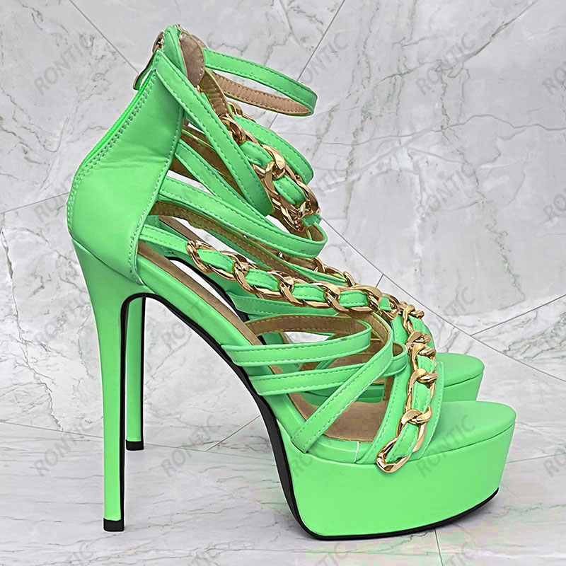 Rontic جديد وصول المرأة الصيف  - مراجعة Gold Chain Sandal وسعره