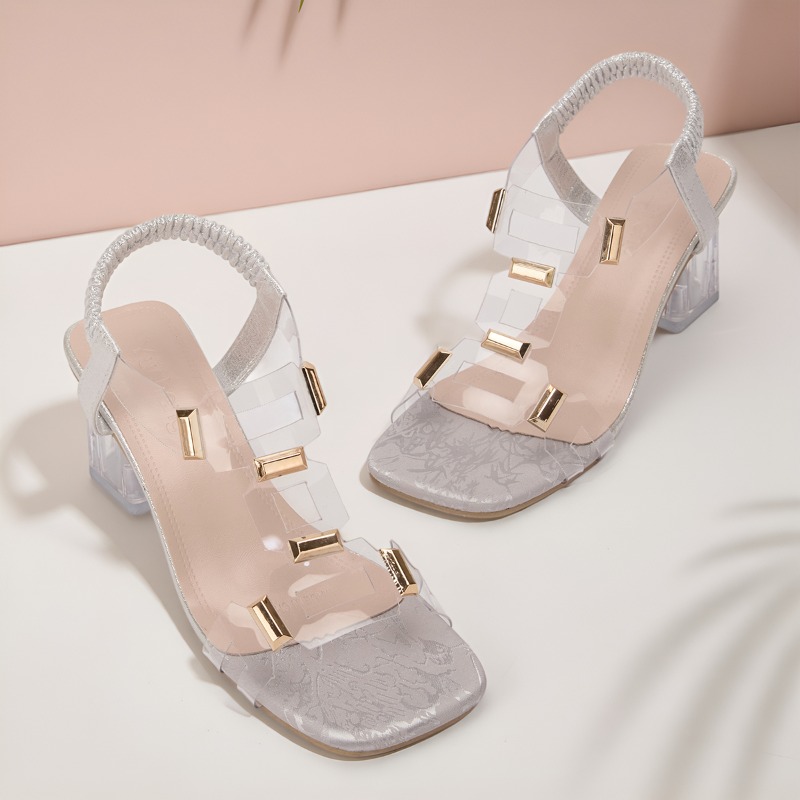 صنادل أنيقة بسيطة بكعب سميك لل - مراجعة Clear Strap Heel وسعره