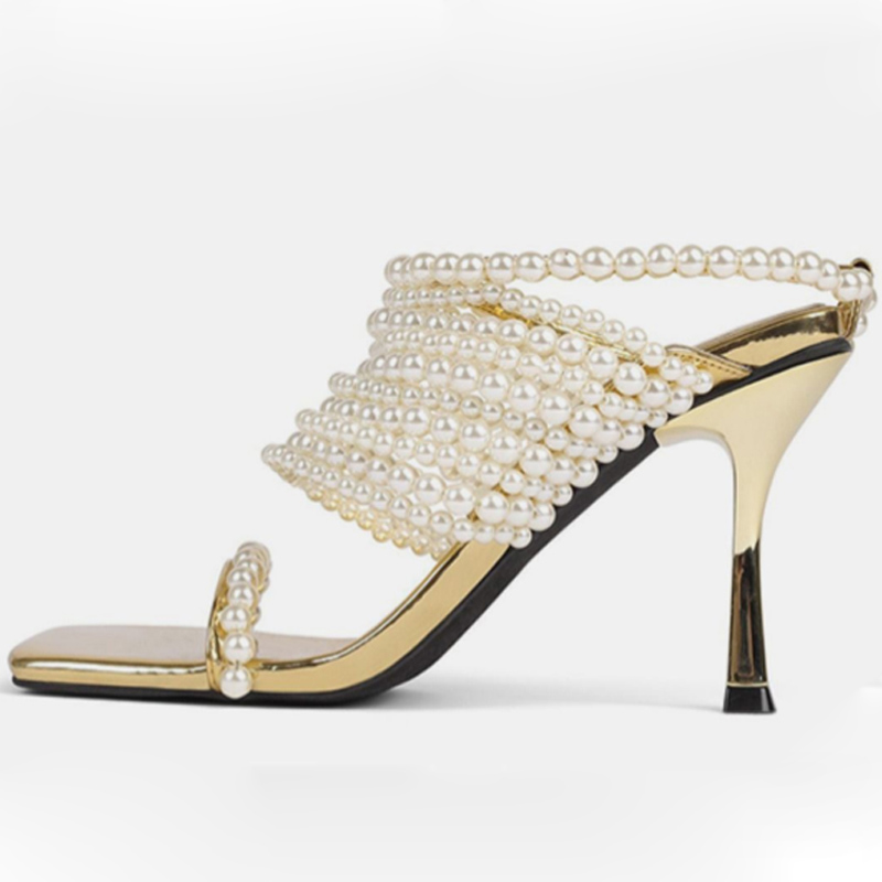 صنادل نسائية بكعب 9 سم، مفتوحة - مراجعة Gold Chain Sandal وسعره
