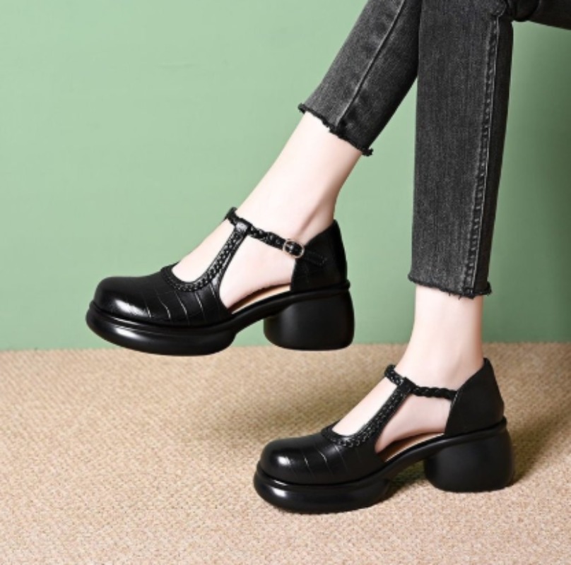 صندل ماري جين نسائي أسود بنقشة - مراجعة Women Shoes Sandals وسعره