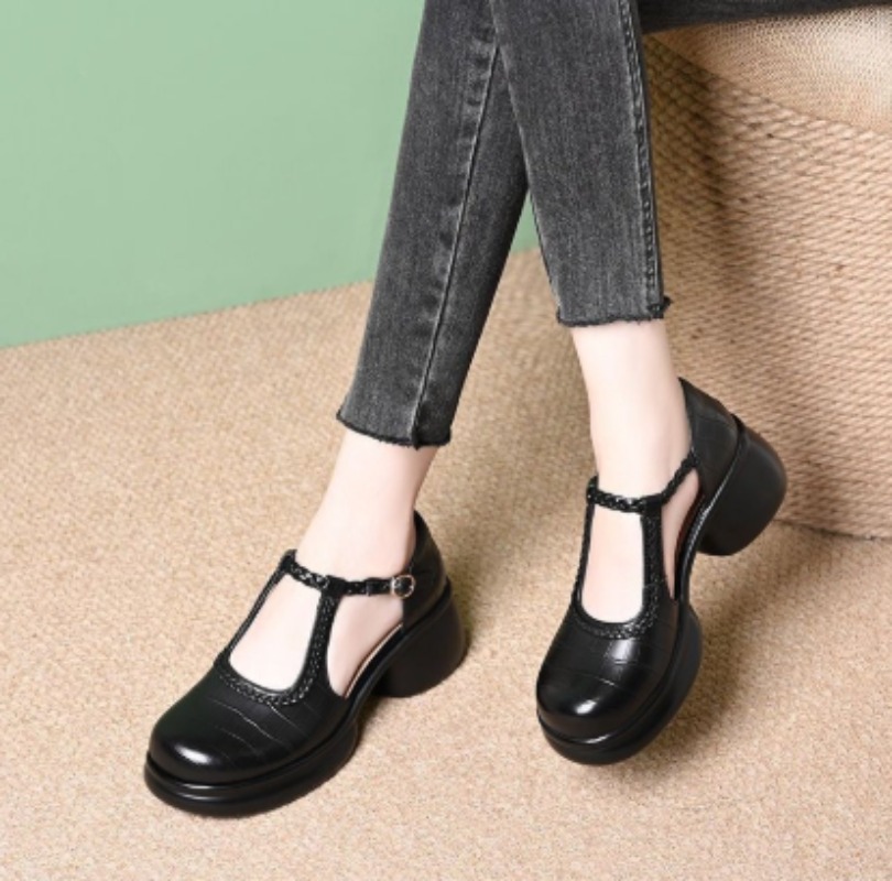 صندل ماري جين نسائي أسود بنقشة - مراجعة Women Shoes Sandals وسعره
